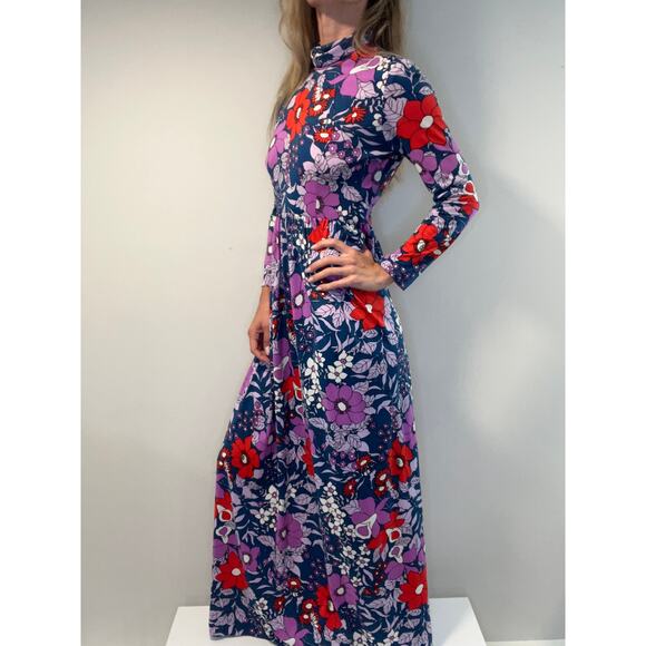 Keram Dresses & Skirts - WOW! Colorful Vintage 1960s-70s Keram New York Long Sleeve Maxi Dress Size Small